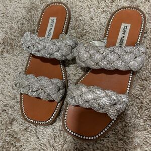 Steve Madden Silver Braided Sandals